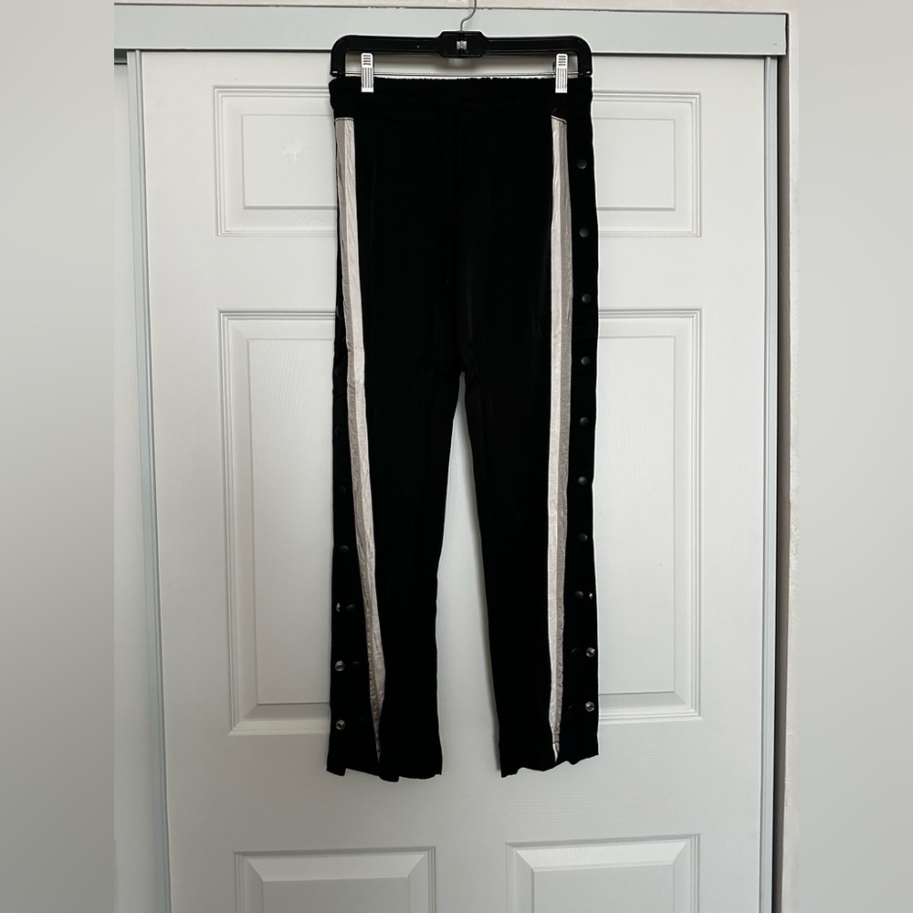 Monrow Black Joggers with White Stripes